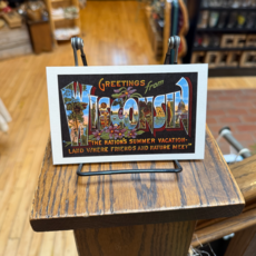 Found Image Press Postcard - Greetings from Wisconsin WI-61 (Blue Violets)