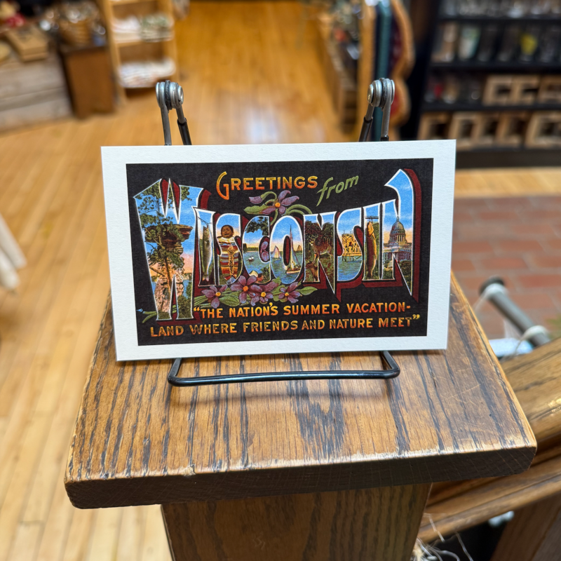 Found Image Press Postcard - Greetings from Wisconsin WI-61 (Blue Violets)