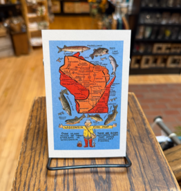 Found Image Press Postcard - Wisconsin Fish Map WI-298