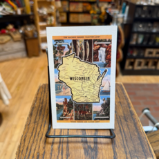 Found Image Press Postcard - Views and Map of Wisconsin WI-278
