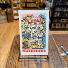Found Image Press Postcard - Greetings from Wisconsin, Waterford WI-363