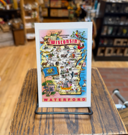Found Image Press Postcard - Greetings from Wisconsin, Waterford WI-363