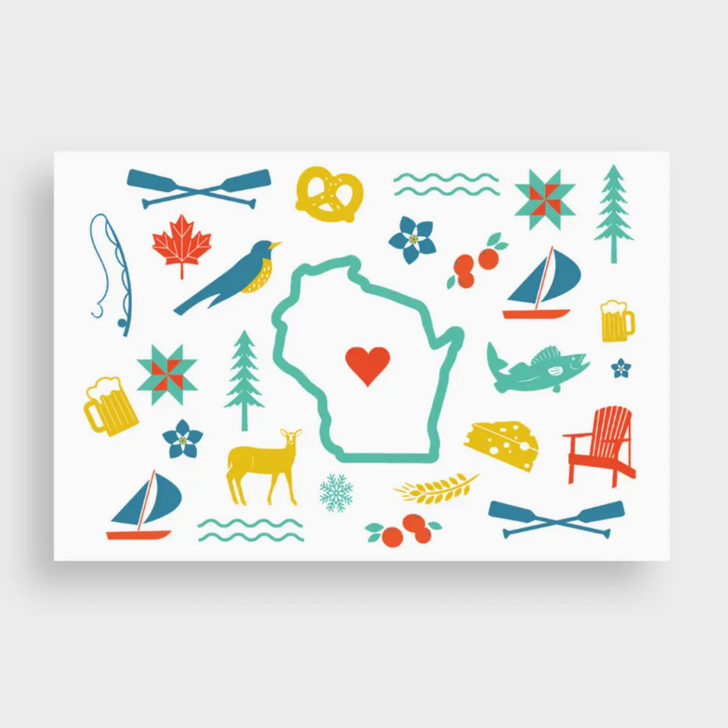 Creative Compass Postcard WI Love Icons