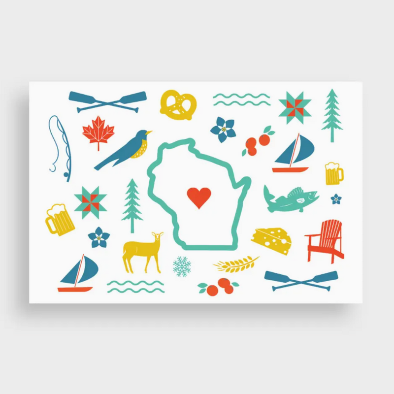 Creative Compass Postcard WI Love Icons