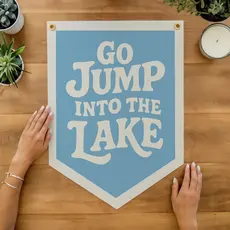 Benoits Design Co. Felt Camp Flag - Go Jump into the Lake