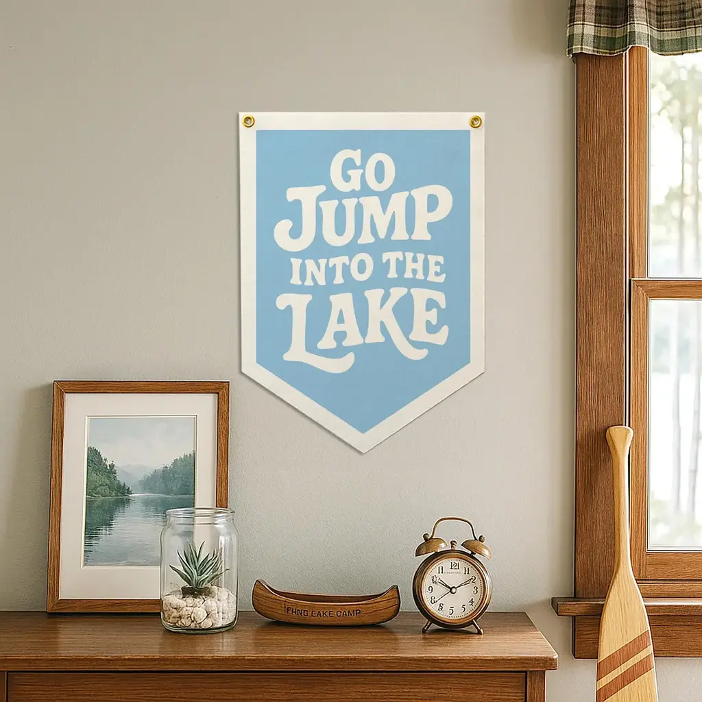 Benoits Design Co. Felt Camp Flag - Go Jump into the Lake