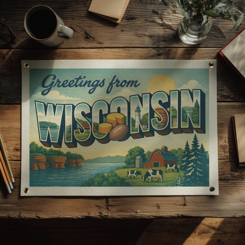 Benoits Design Co. Felt Banner - Greetings from Wisconsin