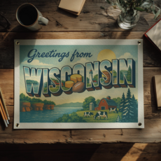 Benoits Design Co. Felt Banner - Greetings from Wisconsin