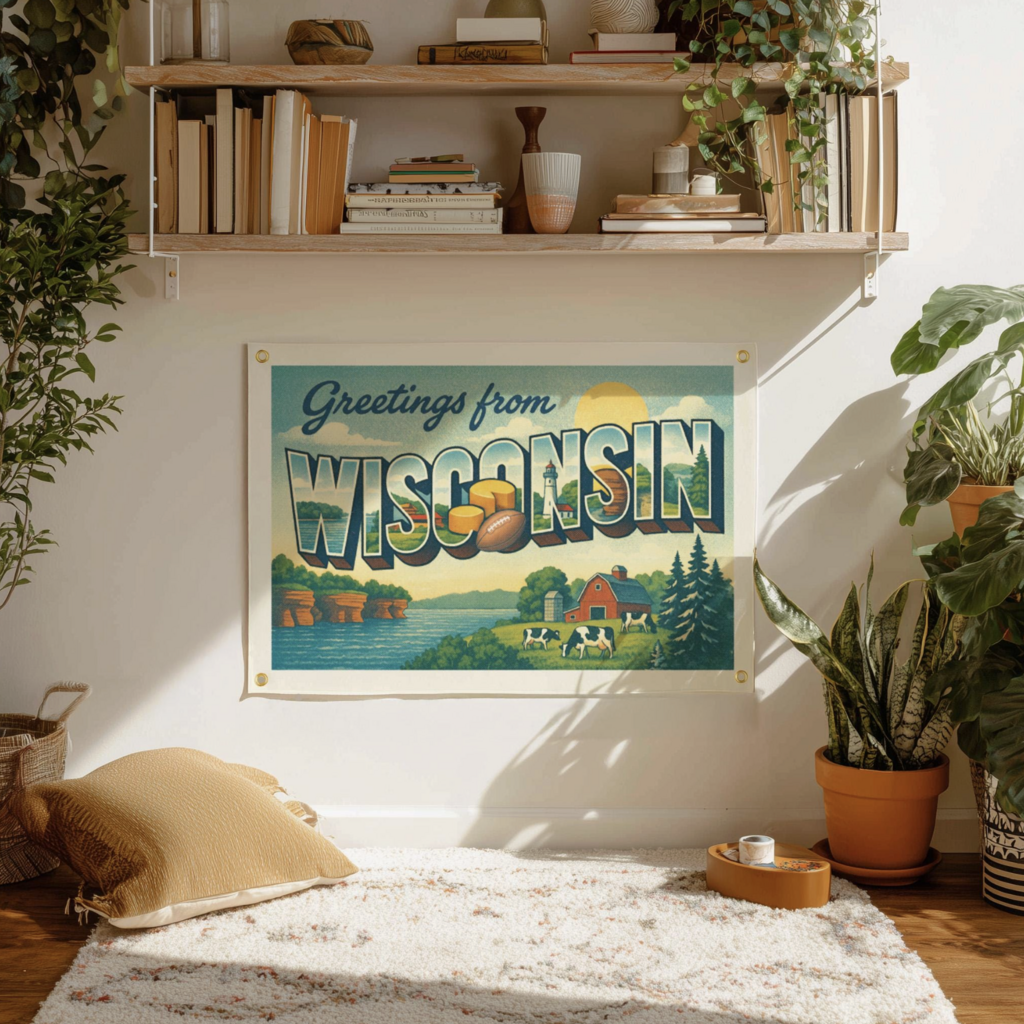 Benoits Design Co. Felt Banner - Greetings from Wisconsin