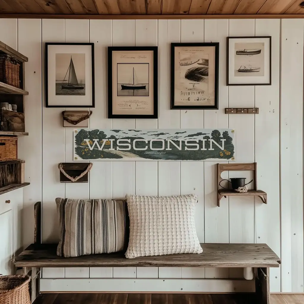 Benoits Design Co. Felt Banner - Wisconsin