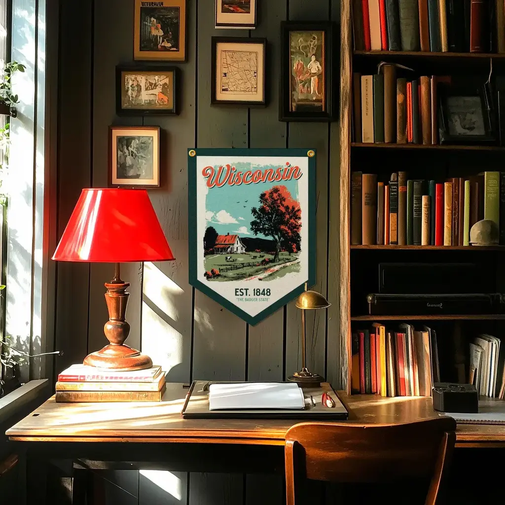 Benoits Design Co. Felt Camp Flag - Wisconsin 16" x 22.4"