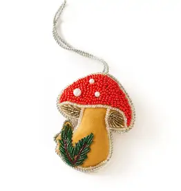 Matr Boomie Fair Trade (Faire) Larissa Plush Mushroom Beaded Felt Ornament - Embroidered