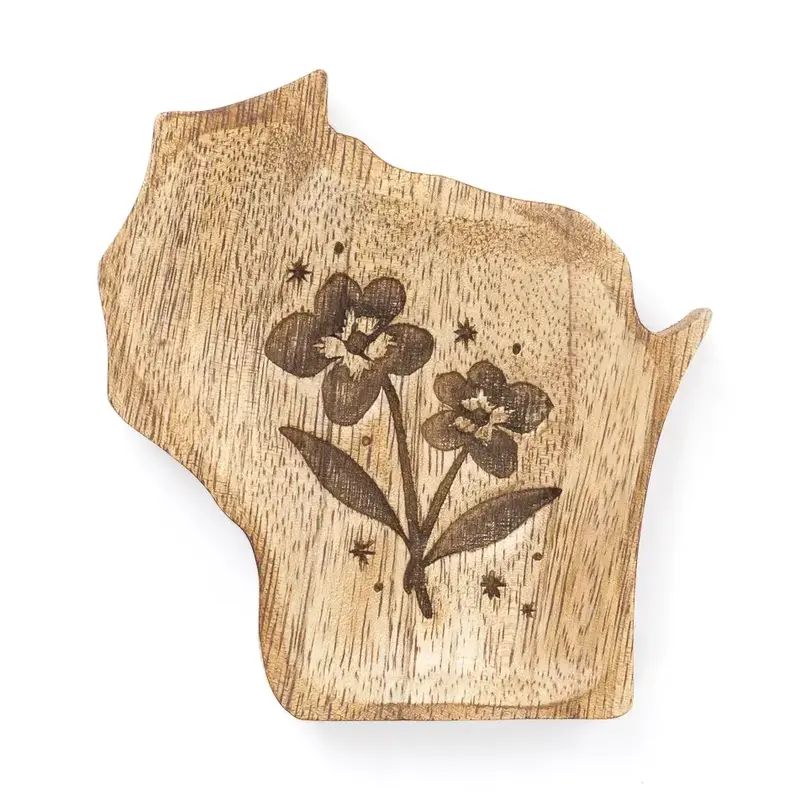 Matr Boomie Fair Trade (Faire) Wisconsin State Violet Trinket Dish - Mango Wood