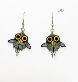Iconic Quilling Quilling Earrings - Gray Owl