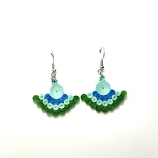 Iconic Quilling Quilling Earrings - Blue and Green Fan