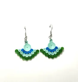 Iconic Quilling Quilling Earrings - Blue and Green Fan