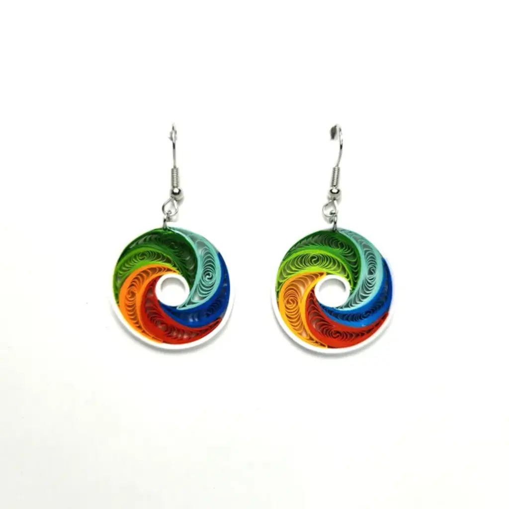Iconic Quilling Quilling Earrings - Rainbow Spiral