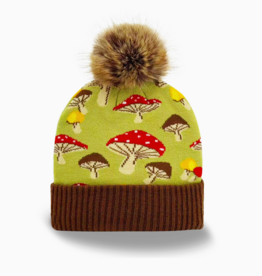 Northern Icons Creations Knit Pom Beanie – Green Retro Mushroom Hat