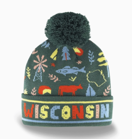 Northern Icons Creations Knit Pom Beanie –Green Icons Wisconsin Hat