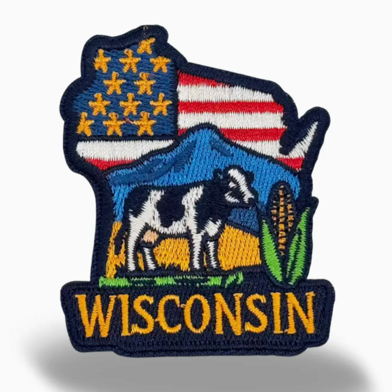 Northern Icons Creations Wisconsin Dairy Cow w/Flag Patch