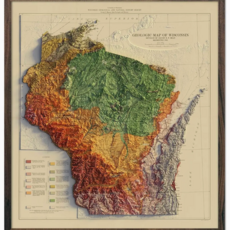 Muir Way Wisconsin 1965 Shaded Relief Map 22x24