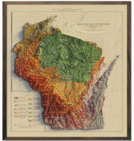 Muir Way Wisconsin 1965 Shaded Relief Map 22x24
