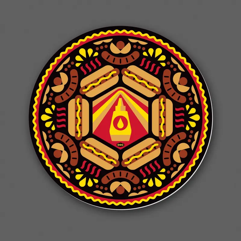 Aaron Draplin Sticker - Hot dog Mandala Decal