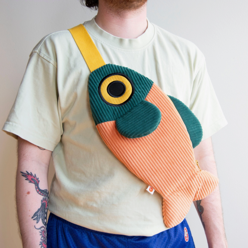 Curlworks The Fish Bag - Coral/Dark Green