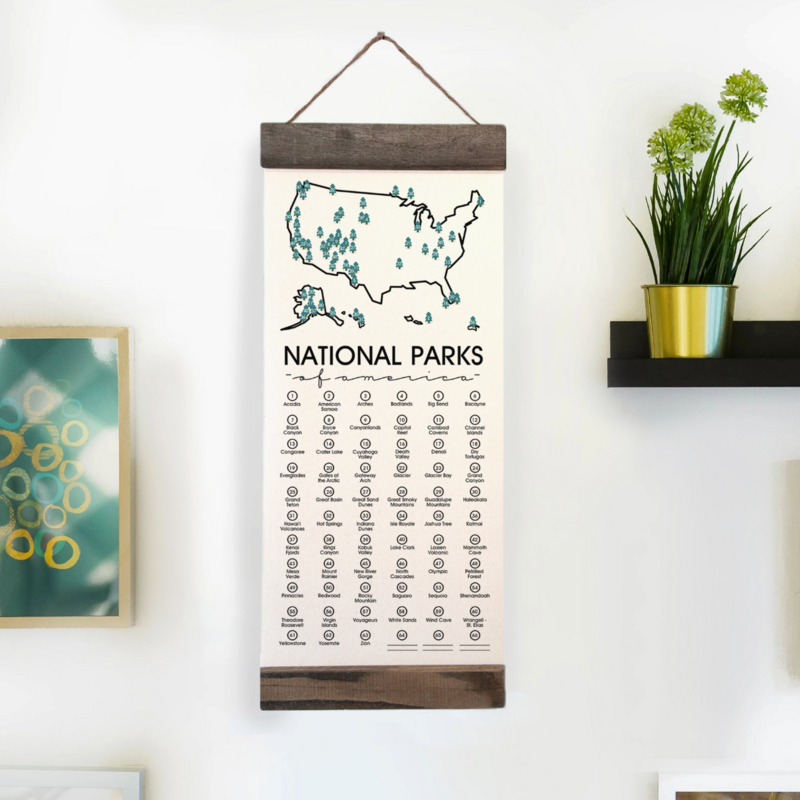 Unfinished Art Studio National Park Map Checklist with Pen, Hiker Gift, USA