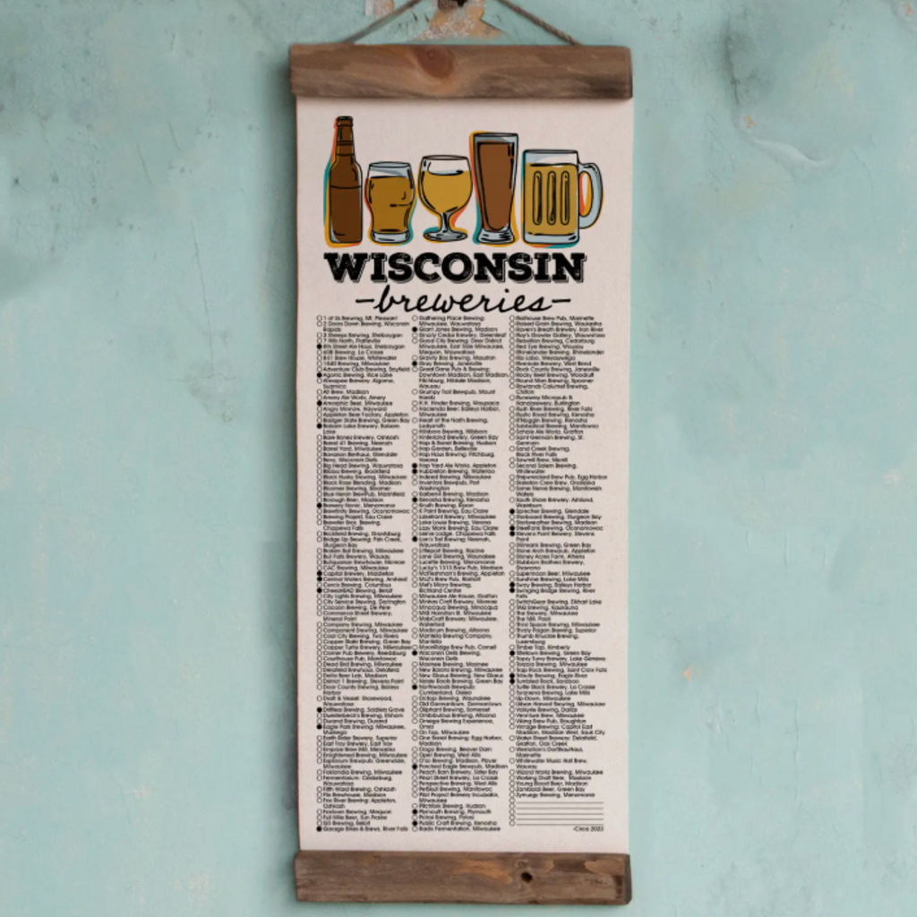 Unfinished Art Studio Wi Brewery Adventure Checklist with Pen // Wisconsin