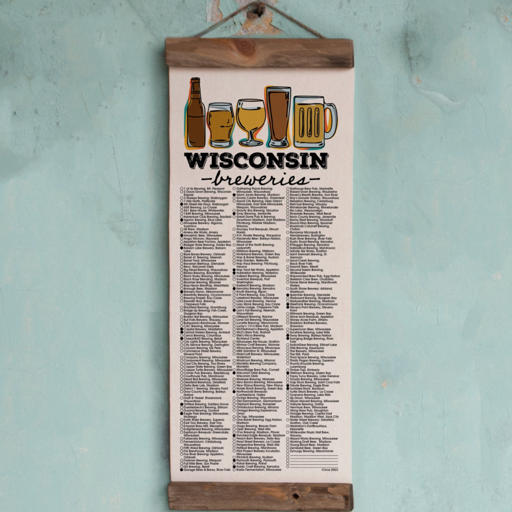 Unfinished Art Studio Wi Brewery Adventure Checklist with Pen // Wisconsin
