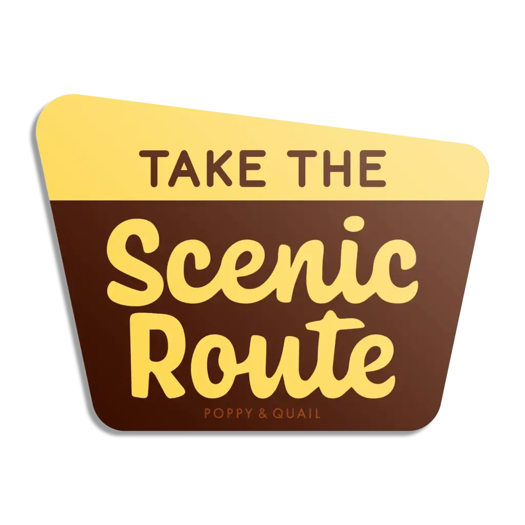 Poppy & Quail Take the Scenic Route Forest Sign Sticker