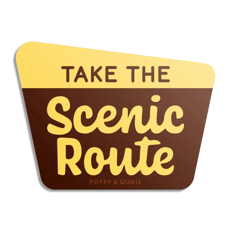 Poppy & Quail Take the Scenic Route Forest Sign Sticker