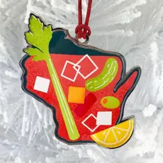 Pixel & Stitch Bloody Mary Wisconsin Metal Ornament