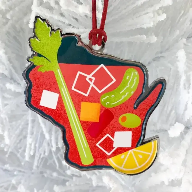 Pixel & Stitch Bloody Mary Wisconsin Metal Ornament