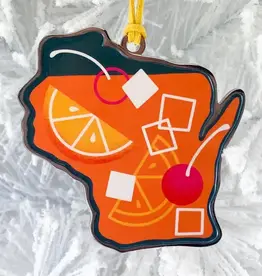 Pixel & Stitch Old Fashioned Wisconsin Metal Ornament