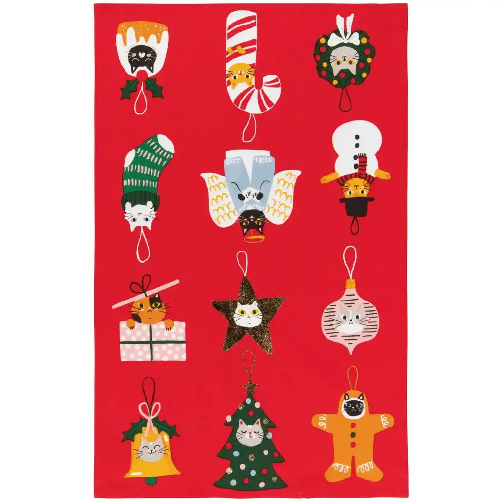 Danica Jubilee (Faire) Bauble Cats - Christmas Dishtowel