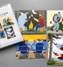 Cindy Lindgren 4 Card Pack - Paul Bunyan and  Babe at Cabin