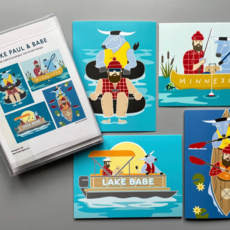 Cindy Lindgren 4 Card Pack - Paul Bunyan and Babe at Lake