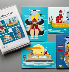 Cindy Lindgren 4 Card Pack - Paul Bunyan and Babe at Lake