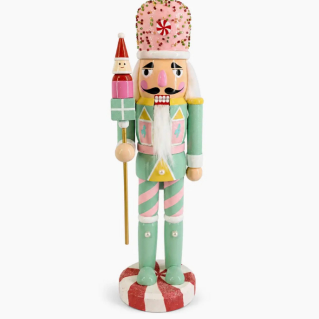 Nutcracker Ballet Gifts Candy Nutcracker Mint Pink Santa Staff 14 Inch