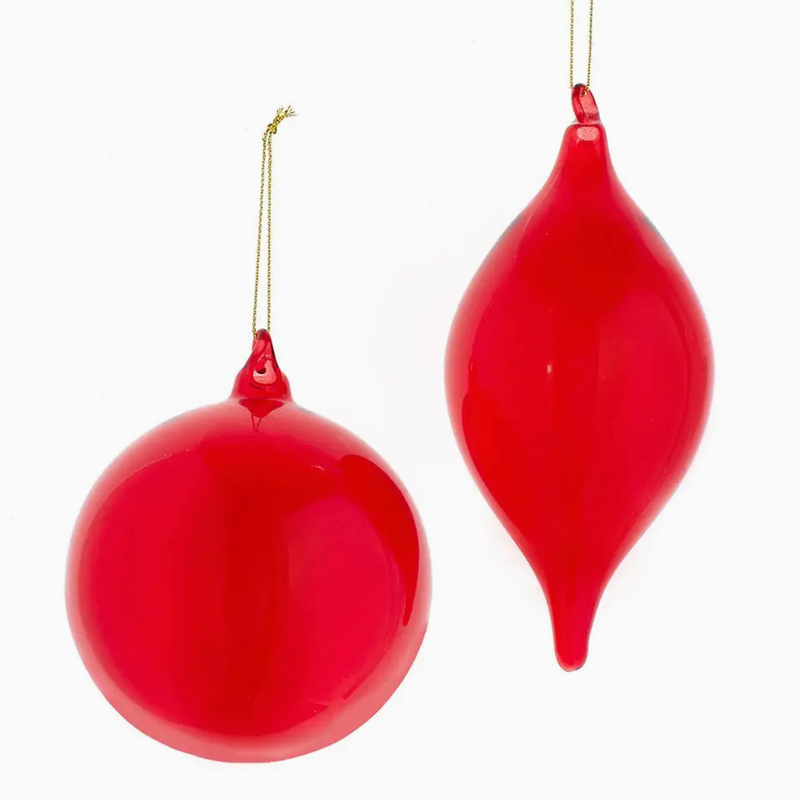 Kurt S. Adler Inc Ornament - 100mm Glass Red Ball & Finial