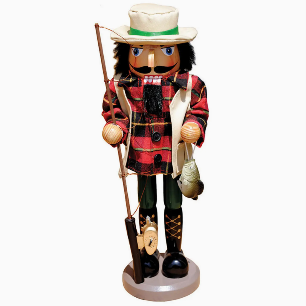 Santa's Workshop Nutcracker - 14.5" Bass Fisherman Nutcracker