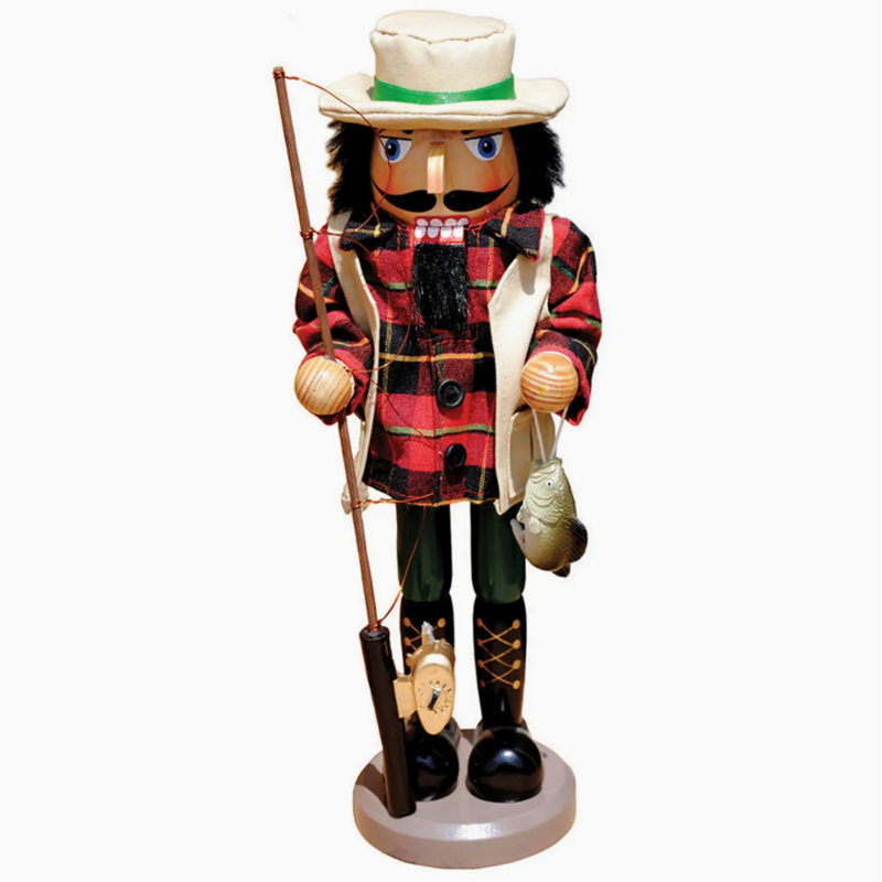 Santa's Workshop Nutcracker - 14.5" Bass Fisherman Nutcracker