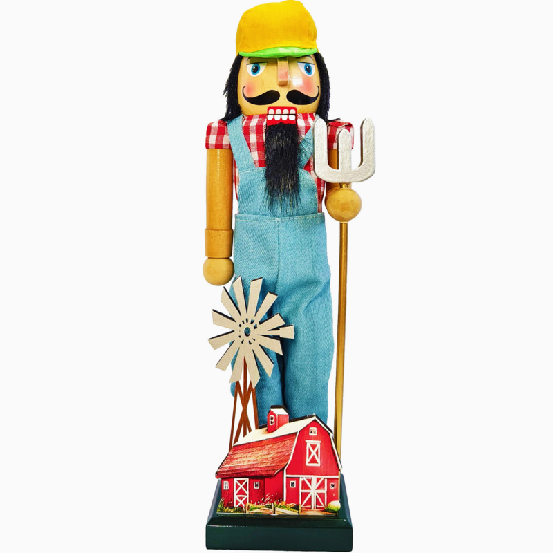 Santa's Workshop Nutcracker - 14” Red Barn Farmer