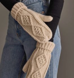 Panache (Faire) Copy of Beige Cable Knit Mittens w/ Embroidered Tree