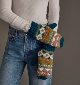 Panache (Faire) Blue, Green, Pink & Brown Patterned Mittens