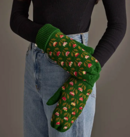 Panache (Faire) Green Small Floral Pattern Knit Mittens
