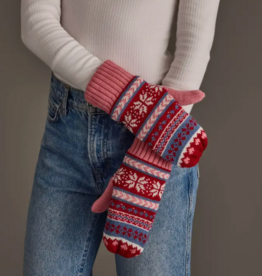 Panache (Faire) Pink, Red & Blue Christmas Pattern Mittens