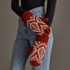 Panache (Faire) Rust & Beige Patterned Knit Mittens